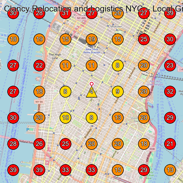 Clancy Relocation and Logistics NYC GeoGrid visibility map for Moving Company in New York
